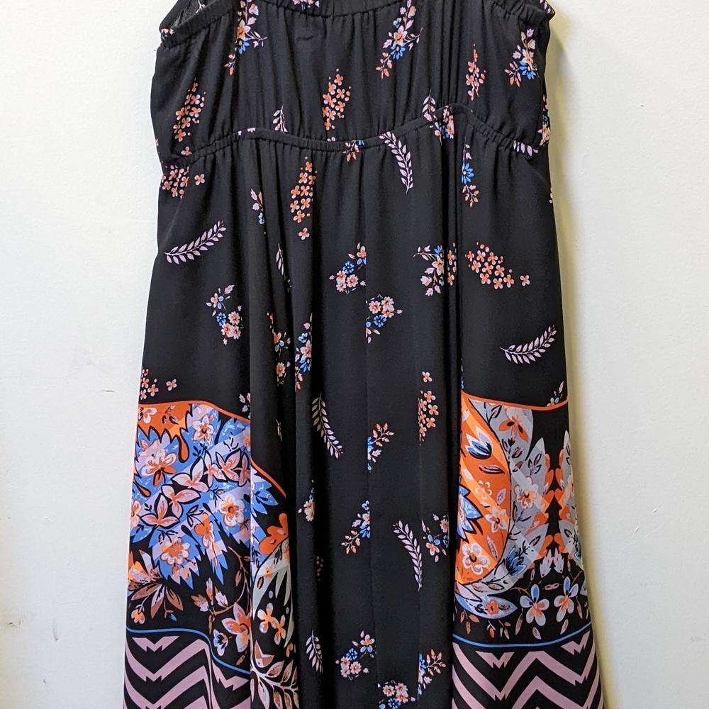 Express Black and Orange Floral Maxi Dress - Picture 2 of 3